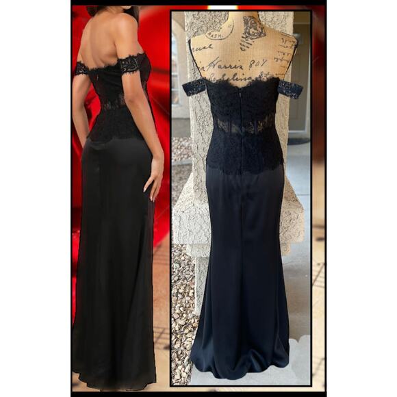 Lulus Exceptionally Exquisite Black Lace Off-the-Shoulder Maxi Dress Size M - Picture 4 of 9